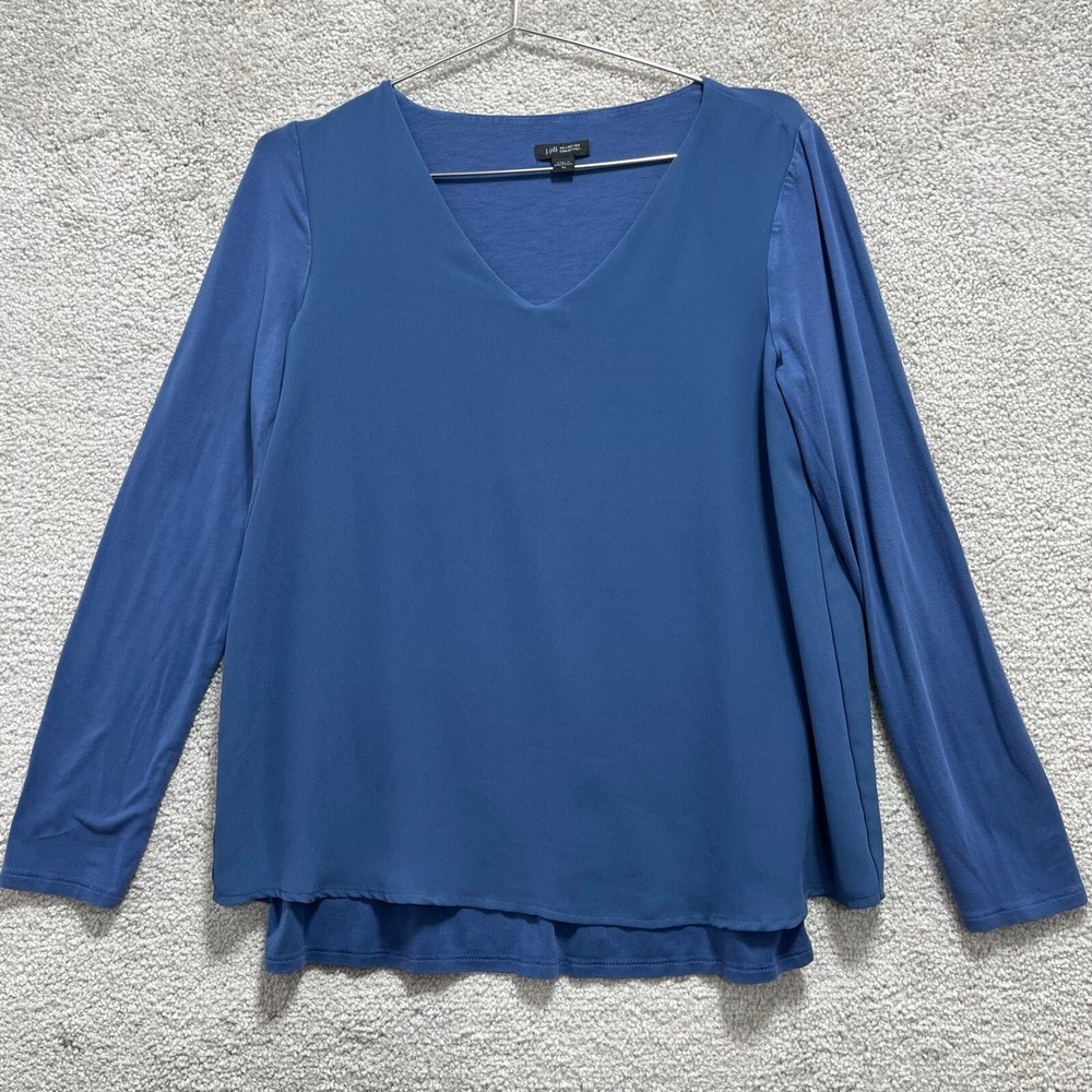 J.‎ Jill Shirt Top Women's XS Blue V-Neck Pullover Wearever Collection Lined